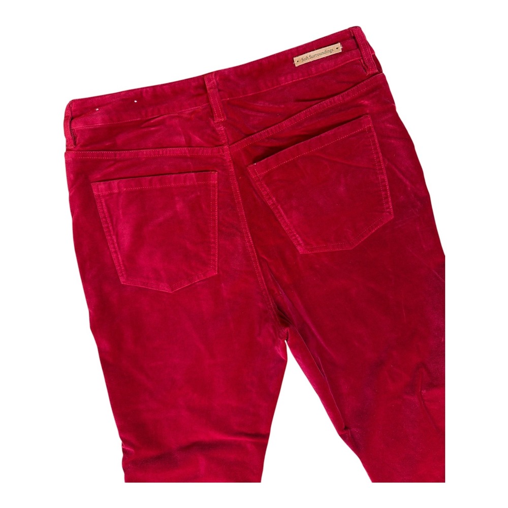 Soft Surroundings Womens Red Velvet Skinny Pants Stretch Slim 5-Pocket Berry